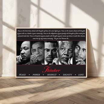 45112-MGV-CV-36X24-Black Icons Wall Art Canvas Print, Framed Thinker Art Picture Print, Motivational Quote Perfect Cultural Modern Decor Artwork