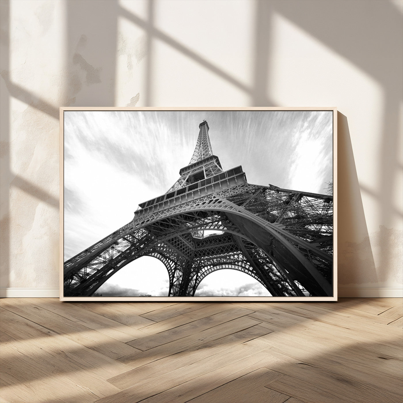 40006-MGV-CV-36X24-Eiffel Tower Wall Art – Black and White Architectural Photo Print, Paris Inspired Decor for Bedroom, Office, Studio or Modern