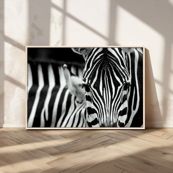 43631-MGV-CV-36X24-Zebra Wall Art – Black & White Safari Wildlife Canvas Print, Modern Animal Photography Decor for Living Room, Office, or Bedroom