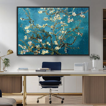 91714-MGV-FC-36X24_Black-Almond Blossoms Wall Art – Handcrafted Van Gogh Inspired Floral Canvas Print, Beautiful Nature Decor for Living Room, Bedroom, or