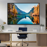 32962-MGV-FC-36X24_Black-Mountain Lake Wall Art – Tranquil Autumn Landscape Canvas Print, Nature Reflection Decor for Living Room, Bedroom, Office or Cabin