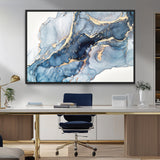 33782-MGV-FC-36X24_Black-Abstract Marble Wall Art – Blue & Gold Fluid Painting Canvas Print, Modern Home Decor for Living Room, Bedroom or Office