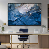 27810-MGV-CV-36X24-Abstract Blue Gold Fluid Art Wall – Modern Canvas Print, Elegant Home & Office Wall Art, Stylish Living Room or Bedroom Decor