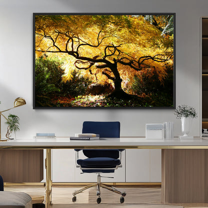 19067-MGV-CV-36X24-Golden Canopy Wall Art – Panoramic Autumn Tree Canvas Print, Warm Seasonal Decor for Living Room, Office or Garden Space