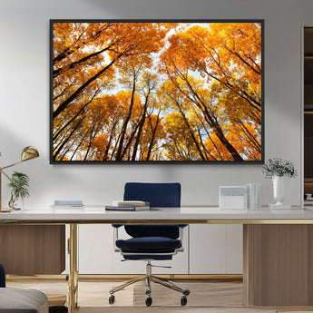 11823-MGV-CV-36X24-Golden Autumn Tree Canopy Wall Art – Stunning Fall Forest Leaves Print, Warm Seasonal Nature Decor for Home, Office or Cabin