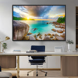 23769-MGV-CV-36X24-Tropical Beach Sunset Wall Art – Serene Ocean Canvas Print, Coastal Landscape Decor for Living Room, Bedroom or Office, Peaceful