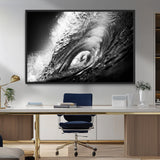 22702-MGV-CV-36X24-Black and White Ocean Wave Wall Art – Powerful Surf Curl Photography Canvas Print, Modern Coastal Decor for Living Room, Office or