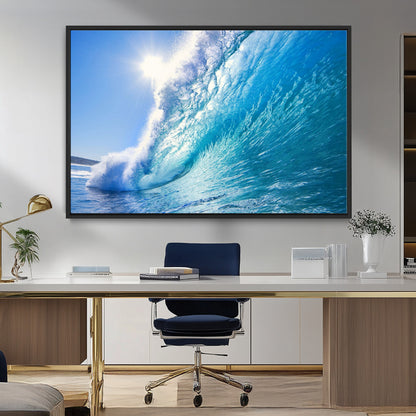 37494-MGV-CV-36X24-Ocean Wave Canvas Art – Stunning Blue Wave Photography, Coastal Wall Decor for Living Room, Bedroom or Office