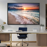 99906-MGV-CV-36X24-Morning Tide Canvas Print – Soft Sunrise Ocean Waves Wall Art, Coastal Serenity Decor for Home & Office