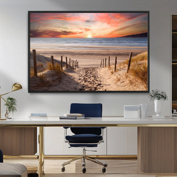 78111-MGV-CV-36X24-Sunset Pathway Wall Art – Panoramic Coastal Canvas Print, Tranquil Beach Decor for Living Room, Office or Bedroom