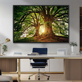 52150-MGV-CV-36X24-Majestic Tree Wall Art – Large Nature Canvas Print with Sunlight Through Branches, Rustic Forest Decor for Living Room, Bedroom or