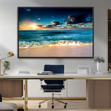 88985-MGV-CV-36X24-Ocean Sunset Wall Art – Tranquil Beach Waves Canvas Print, Coastal Seascape Decor for Living Room or Office
