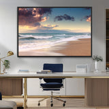 42253-MGV-CV-36X24-Serene Beach Waves Wall Art – Tranquil Ocean Horizon Canvas Print, Coastal Seascape Decor for Living Room or Office Wall