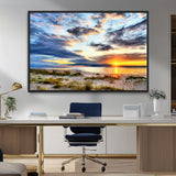 39645-MGV-CV-36X24-Golden Beach Sunset Wall Art – Serene Ocean Horizon Canvas Print, Coastal Nature Landscape Decor for Living Room, Bedroom or