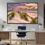 60570-MGV-CV-36X24-Beach Sunset Wall Art – Coastal Sand Dunes and Ocean Horizon Canvas Print, Tranquil Seascape Photography Decor for Living Room or