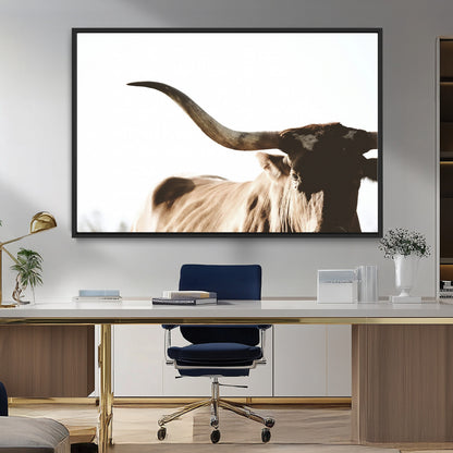 35866-MGV-CV-36X24-Texas Longhorn Wall Art – Rustic Western Bull Canvas Print, Farmhouse Animal Photography Decor for Living Room, Office, or Ranch