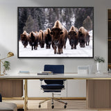 66871-MGV-FC-36X24_Black-Bison Herd Wall Art – Wildlife Buffalo Canvas Print, Rustic Western Nature Photography Decor for Living Room, Office, Cabin, or