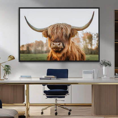 64824-MGV-CV-36X24-Highland Cow Wall Art – Rustic Scottish Bull Canvas Print, Farmhouse Animal Decor for Living Room, Bedroom, Office or Cabin