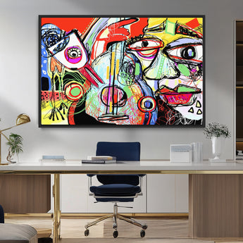 37796-MGV-CV-36X24-Picasso Style Wall Art Canvas Print, Framed Picasso Art Picture Print, Picasso Cubism Perfect Modern Abstract Decor Artwork