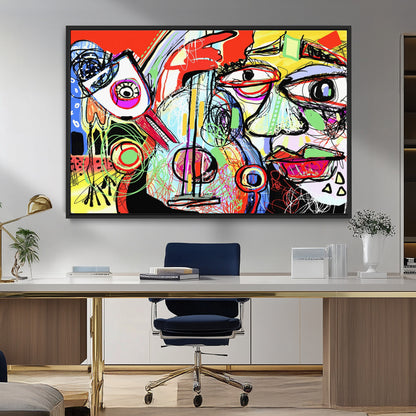 37796-MGV-CV-36X24-Picasso Style Wall Art Canvas Print, Framed Picasso Art Picture Print, Picasso Cubism Perfect Modern Abstract Decor Artwork