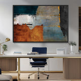 35026-MGV-CV-36X24-Abstract Canvas Wall Art – Modern Teal, Rust, Black and Gold Textured Painting, Contemporary Decor for Living Room, Bedroom