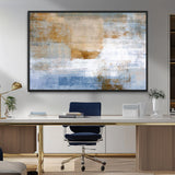 72354-MGV-CV-36X24-Blue and Gold Abstract Wall Art – Modern Minimalist Canvas Print, Textured Contemporary Painting for Living Room, Bedroom, or