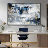 59716-MGV-CV-36X24-Abstract Blue and Gold Wall Art – Modern Textured Canvas Print, Contemporary Painting for Living Room, Bedroom, or Office Decor