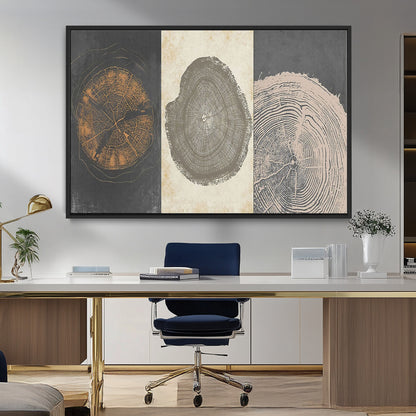 80725-MGV-CV-36X24-Wood Tree Rings Wall Art Canvas Print, Framed Tree Rings Art Picture Print, Abstract Tree Rings Perfect Modern Boho Decor Artwork