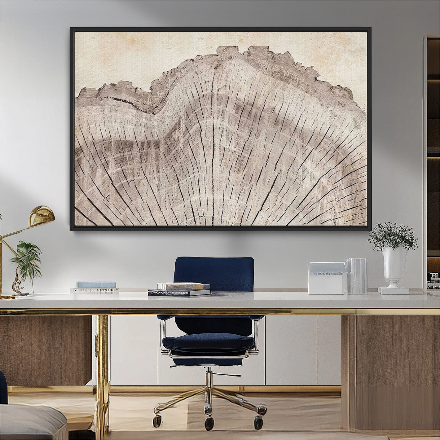 67528-MGV-FC-36X24_Black-Wood Ring Wall Art Canvas Print, Framed Tree Ring Art Picture Print, Rustic Tree Ring Perfect Neutral Boho Decor Artwork