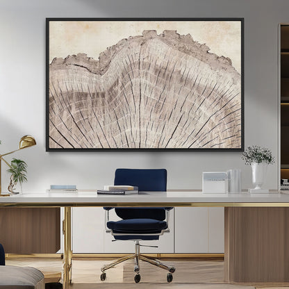 67528-MGV-FC-36X24_Black-Wood Ring Wall Art Canvas Print, Framed Tree Ring Art Picture Print, Rustic Tree Ring Perfect Neutral Boho Decor Artwork