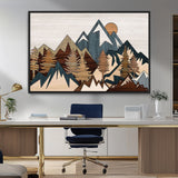 67950-MGV-FC-36X24_Black-Modern Wood Wall Art Canvas Print, Framed Mountain Range Art Picture Print, Wood Mountain Range Perfect Rustic Decor Artwork