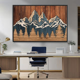 41330-MGV-CV-36X24-Rustic Mountain Wall Art – Wooden Nature Scene with Trees and Peaks, Handmade 3D Layered Decor for Living Room, Cabin or Office