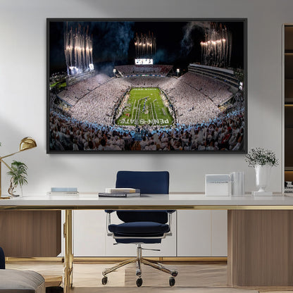 11391-MGV-CV-36X24-Penn State Stadium Wall Art – Panoramic White Out Football Game Canvas Print, College Sports Decor for Office, Man Cave, or Living