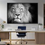 94453-MGV-FC-36X24_Black-Lion Portrait Wall Art – Black and White King of the Jungle Canvas Print, Safari Wildlife Decor for Office, Bedroom, or Living