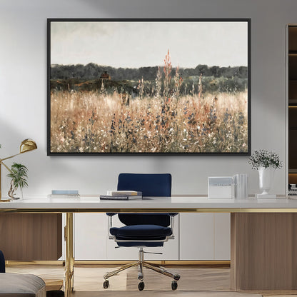 46308-MGV-FC-36X24_Black-Wildflower Field Wall Art – Rustic Meadow Landscape Canvas Print, Country Nature Decor for Living Room, Bedroom or Farmhouse