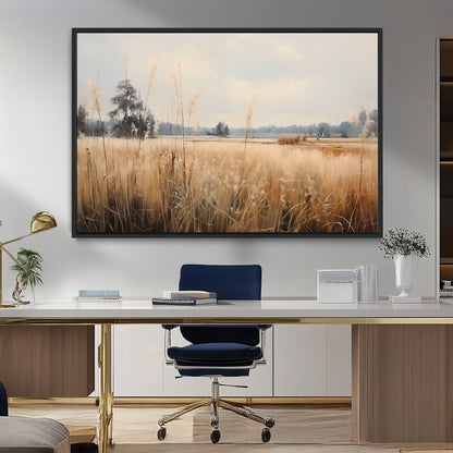 38193-MGV-FC-36X24_Black-Golden Meadow Wall Art – Serene Grassland Landscape Canvas Print, Rustic Nature Decor for Bedroom, Living Room or Farmhouse
