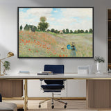 74890-MGV-FC-36X24_Black-Monet Poppy Field Wall Art – Impressionist Landscape Canvas Print, Classic French Artwork for Living Room, Bedroom or Office Decor