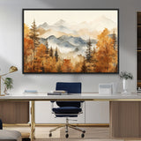 72950-MGV-FC-36X24_Black-Autumn Mountain Forest Wall Art – Golden Fall Landscape Canvas Print, Nature-Inspired Home Decor for Living Room, Bedroom or