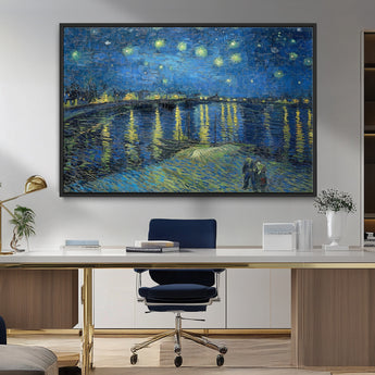 94605-MGV-FC-36X24_Black-Starry Night Over the Rhone Wall Art – Vincent van Gogh Canvas Print, Famous Impressionist Painting for Living Room, Office