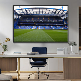 59508-MGV-FC-36X24_Black-Chelsea Stadium Wall Art – Stamford Bridge Football Arena Canvas Print, Iconic Soccer Artwork for Living Room, Office, Game Room