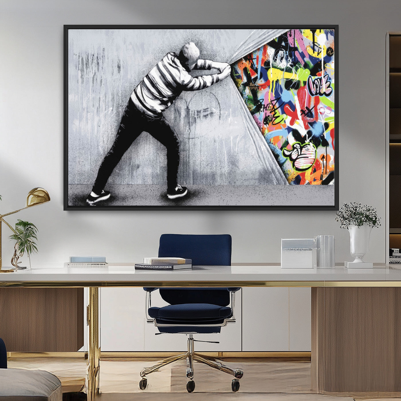52252-MGV-CV-36X24-Street Art Wall Art – Modern Graffiti Canvas Print, Urban Contemporary Artwork, Colorful Abstract Design for Living Room, Office