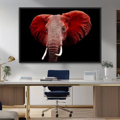 14788-MGV-CV-36X24-Red Elephant Wall Art – Bold Wildlife Canvas Print, African Safari Animal Decor for Living Room, Bedroom or Office