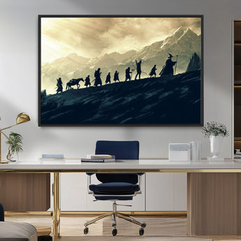 41574-MGV-FC-36X24_Black-Fellowship Journey Wall Art – Epic Fantasy Adventure Canvas Print, Mountain Landscape Decor for Living Room, Office or Man Cave