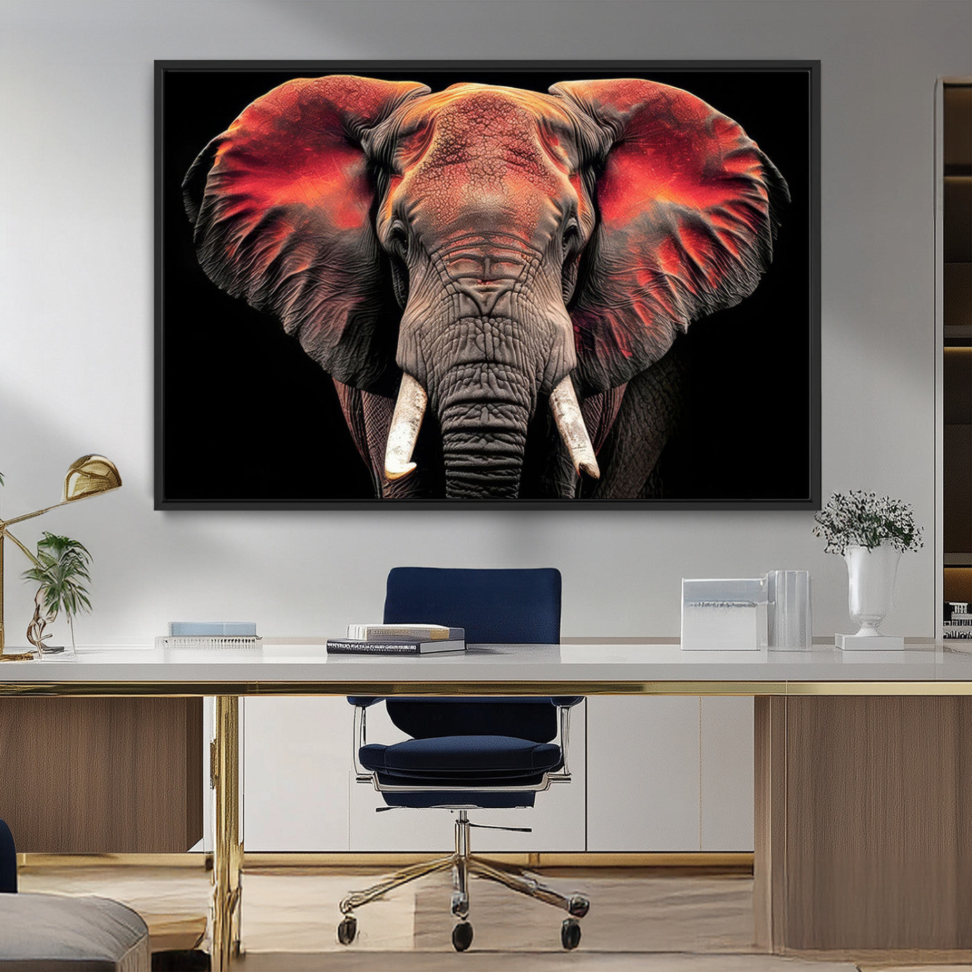 54719-MGV-FC-36X24_Black-Elephant Wall Art – Majestic African Elephant Canvas Print, Wildlife Safari Animal Decor for Living Room, Bedroom, Office or Man