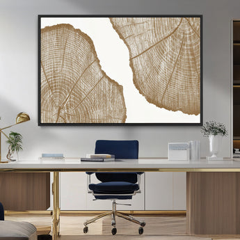 99692-MGV-FC-36X24_Black-Tree Ring Linocut Wall Art Canvas Print, Framed Wood Cut Art Picture Print, Tree Rings Perfect Minimalist Rustic Decor Artwork