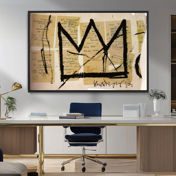 37215-MGV-FC-36X24_Black-Abstract Crown Wall Art – Urban Graffiti Style Canvas Print Modern Street Art Design, Bold Contemporary Decor for Living Room,