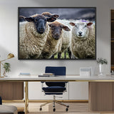 18418-MGV-CV-36X24-Sheep Wall Art Canvas Print, Framed Farmhouse Sheep Art Picture Print, Sheep Herd Perfect Rustic Farmhouse Decor Artwork