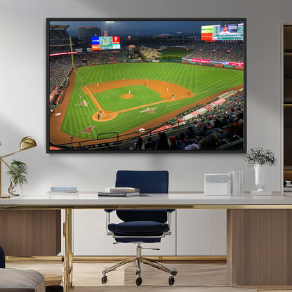 93707-MGV-CV-36X24-Los Angeles Stadium Wall Art Canvas Print, Framed Angel Stadium Field Art Picture Print, Anaheim Stadium Perfect Sports Room Decor