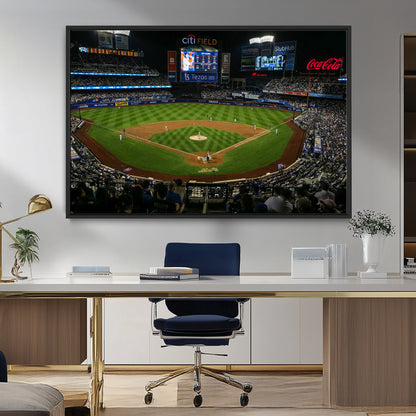 25148-MGV-CV-36X24-Baseball Stadium Wall Art – Canvas Print Night Game Packed Crowd Bright Lights Sports Photography, Dynamic Decor for Game Room,