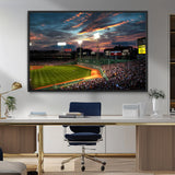66781-MGV-CV-36X24-Baseball Stadium Wall Art – Canvas Print Evening Game Field Packed Crowd Sunset Sky Sports Photography, Dynamic Decor for Game